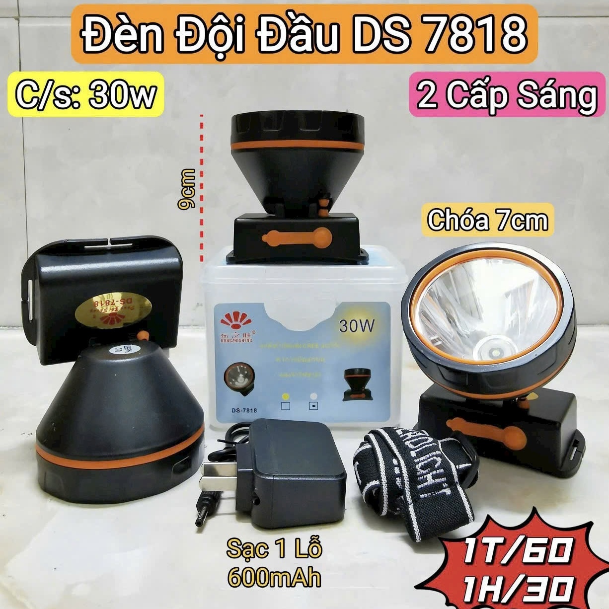 Đèn đội đầu DS 7818 2 cấp sáng
