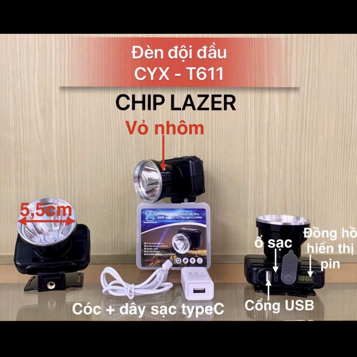 Đèn đội đầu CYX vỏ nhôm T611