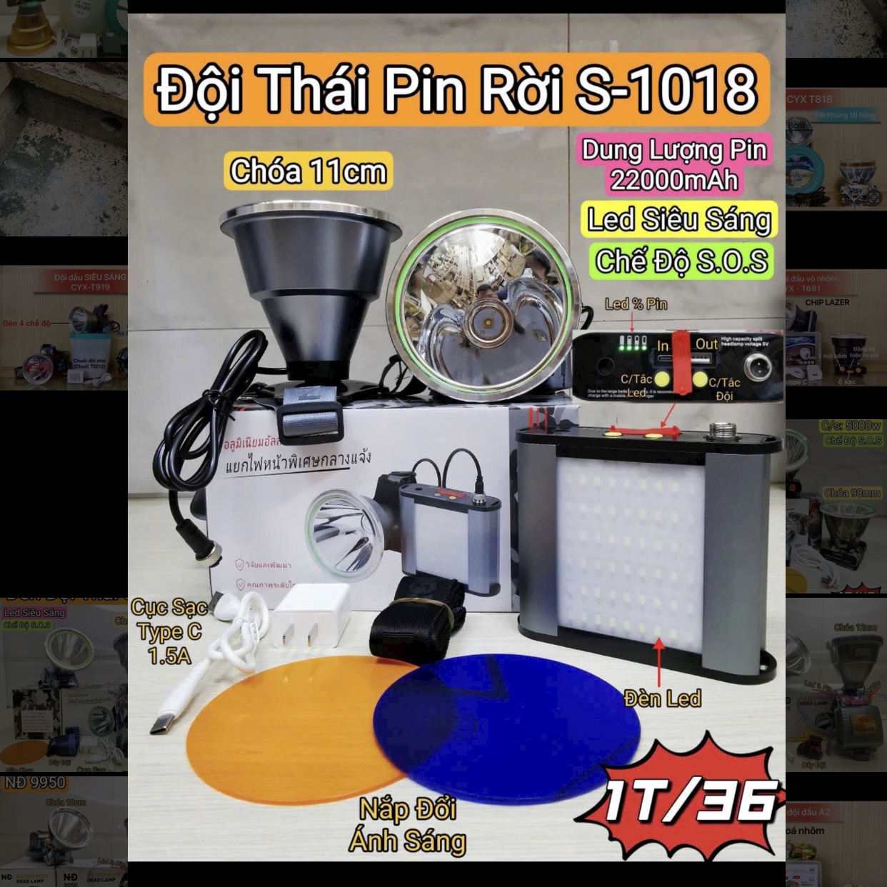 Đèn đội đầu Thái Pin Rời S-1018