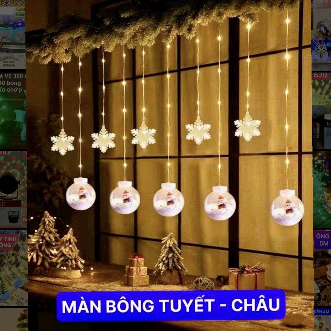 Đèn dây 5m màn bông tuyết trái châu