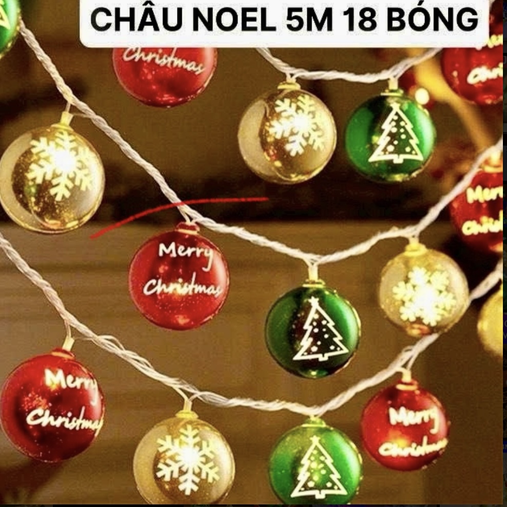 Đèn dây 5m quả châu noel 18 bóng