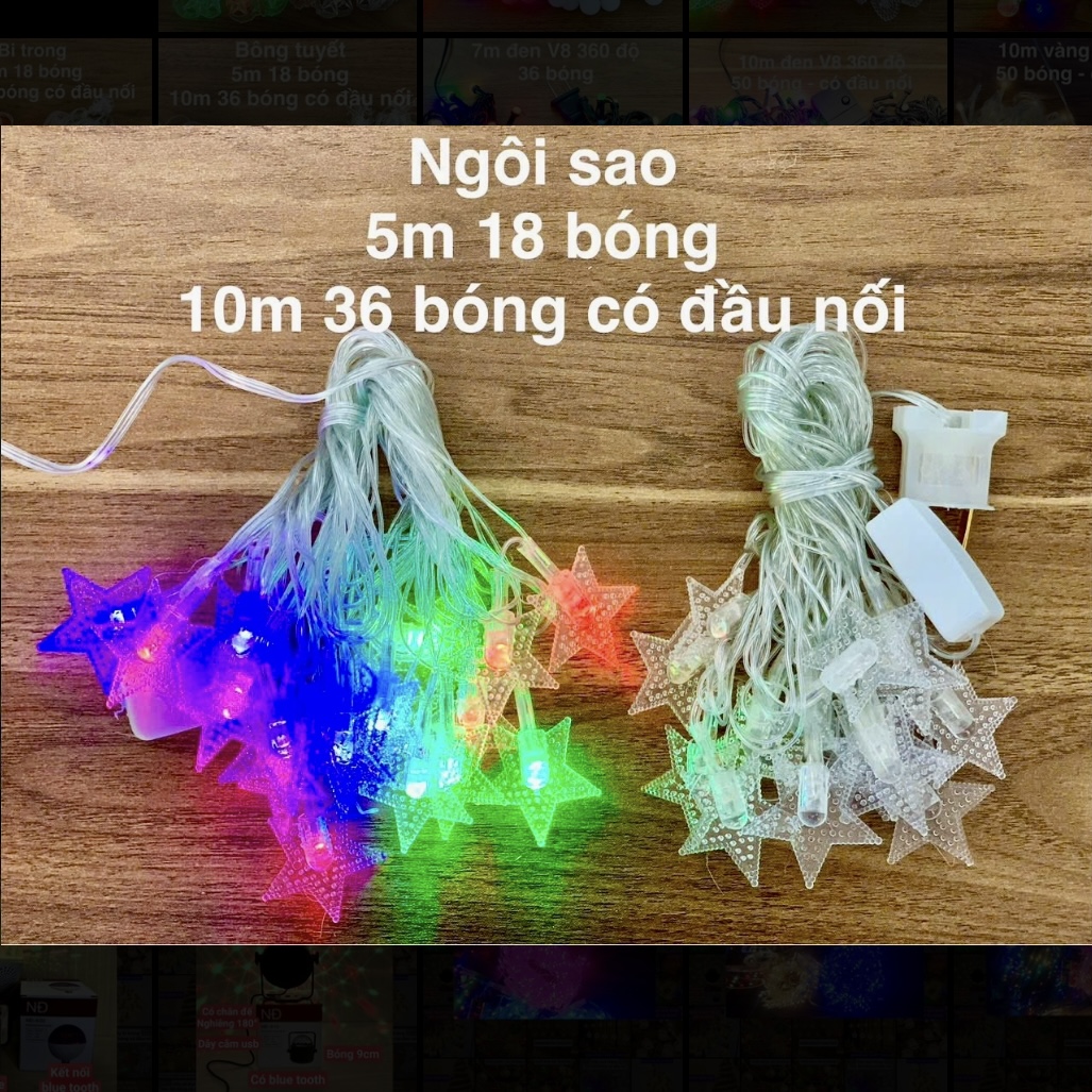 Đèn dây 5m ngôi sao 18 bóng - có đầu nối