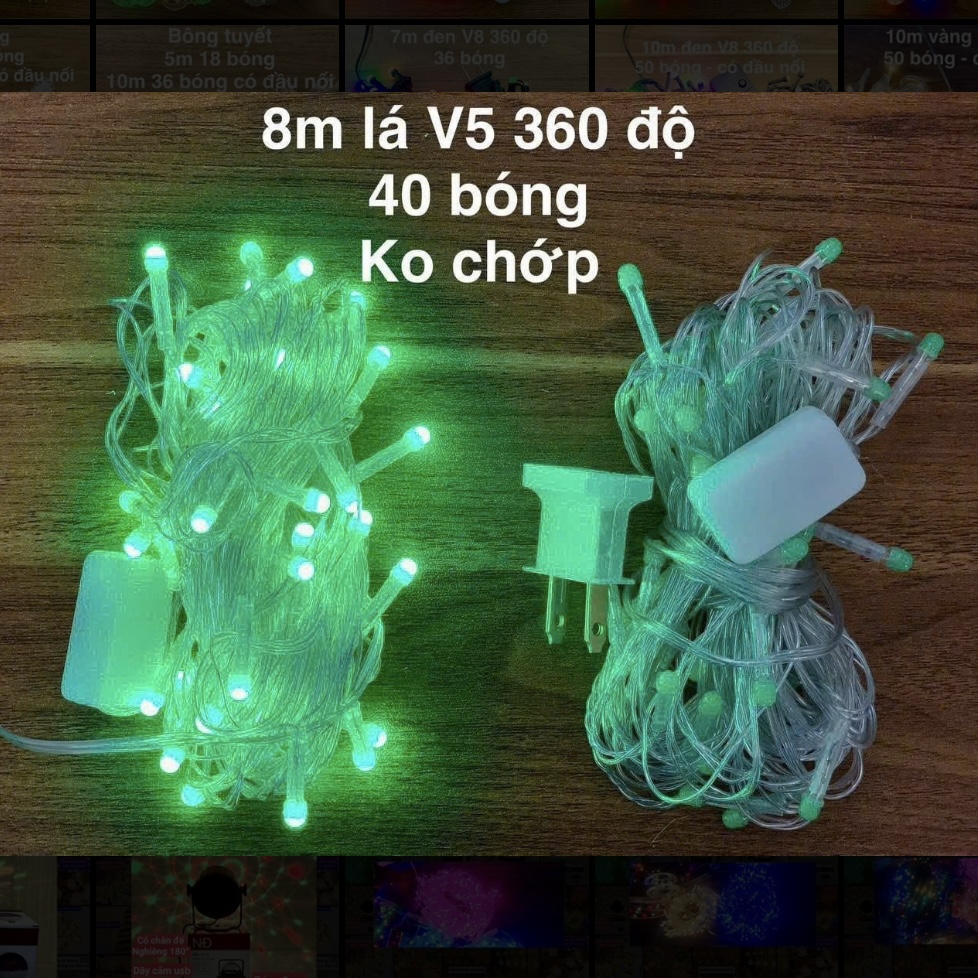Đèn dây 8m lá V5 360 độ 40 bóng không chớp